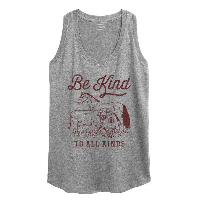 Be Kind To All Kinds Animals Womens Racerback Tank