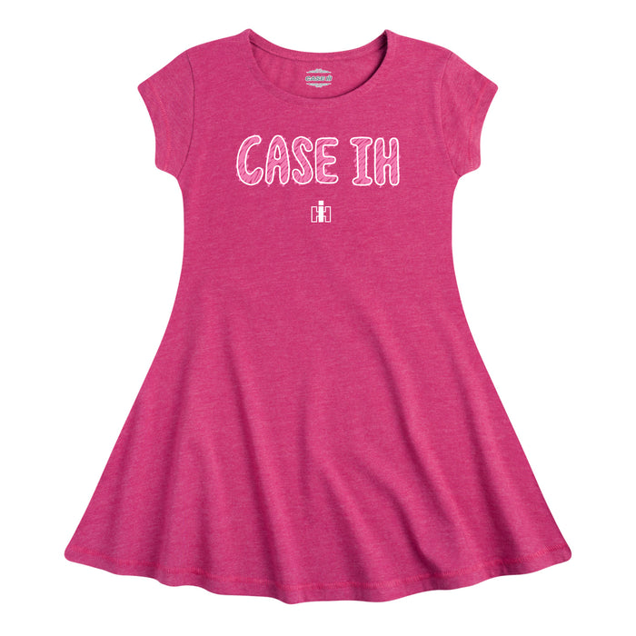 Case IH Scribble Logo Girls Fit and Flare Cap Sleeve Dress