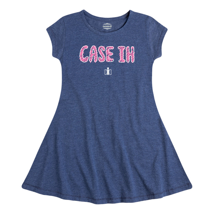 Case IH Scribble Logo Girls Fit and Flare Cap Sleeve Dress