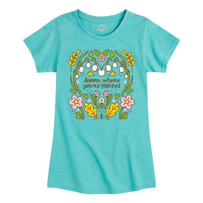 Bloom Where Youre Planted Girls Short Sleeve Tee