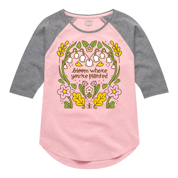 Bloom Where Youre Planted Girls Raglan