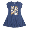 Farm Animal Grid Girls Fit and Flare Cap Sleeve Dress