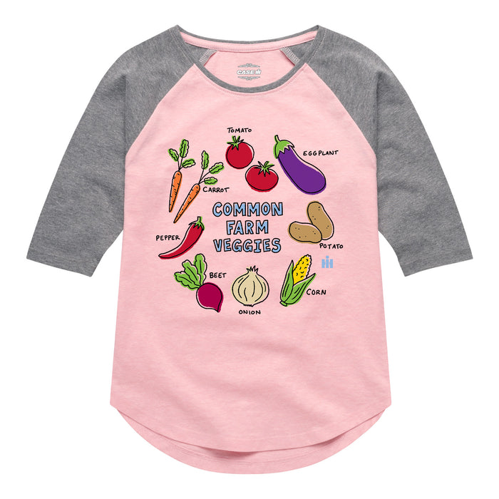COMMON FARM VEGGIES - Kids GIRLS SHIRT TAIL RAGLAN