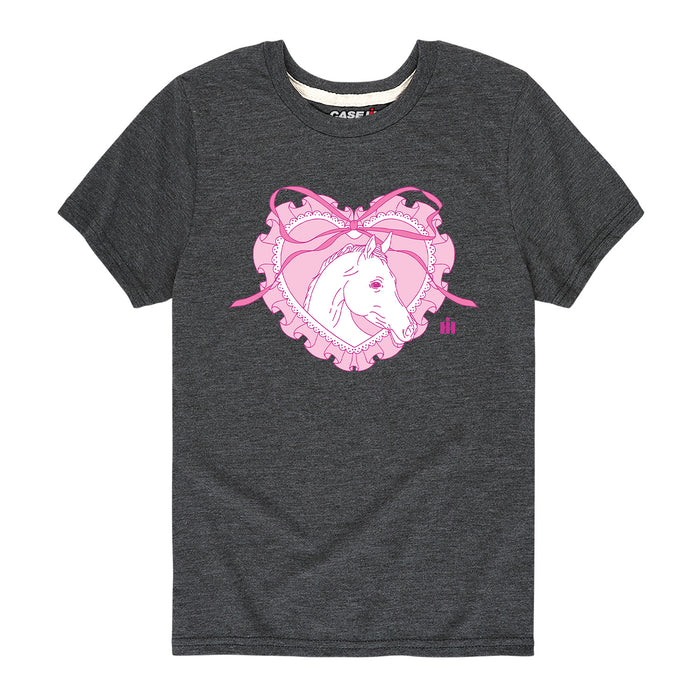 LACE HEART HORSE - Kids YOUTH SHORT SLEEVE TEE