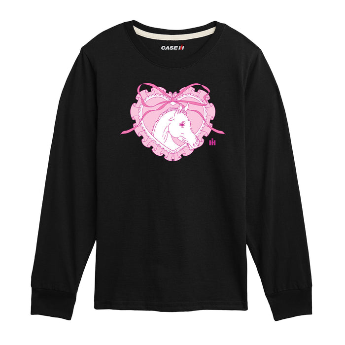 LACE HEART HORSE - Kids KIDS LONG SLEEVE TEE