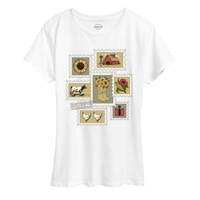 CNH Farm Stamps Womens Plus Short Sleeve Tee