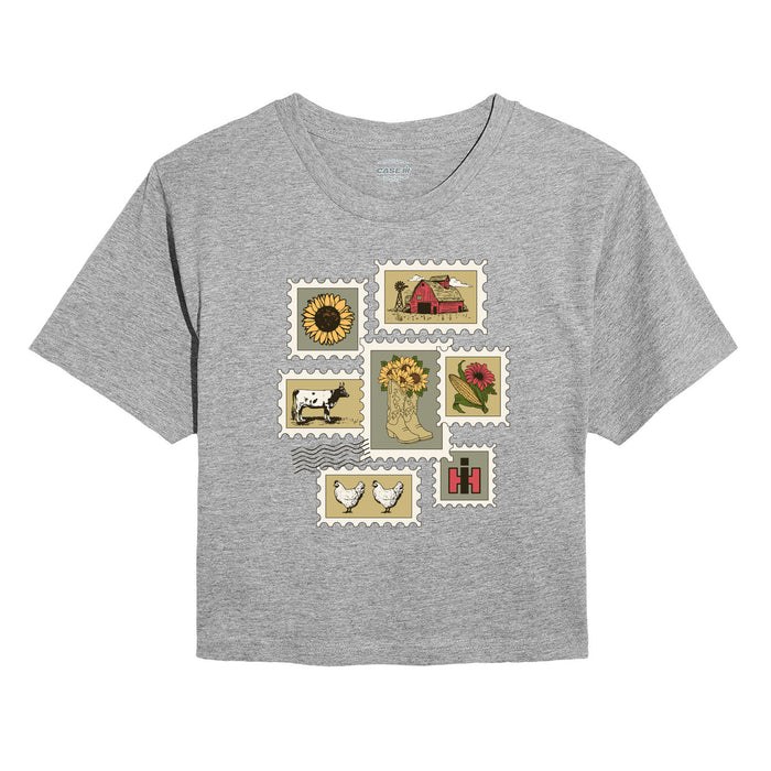 CNH Farm Stamps Juniors Cropped Short Sleeve Tee