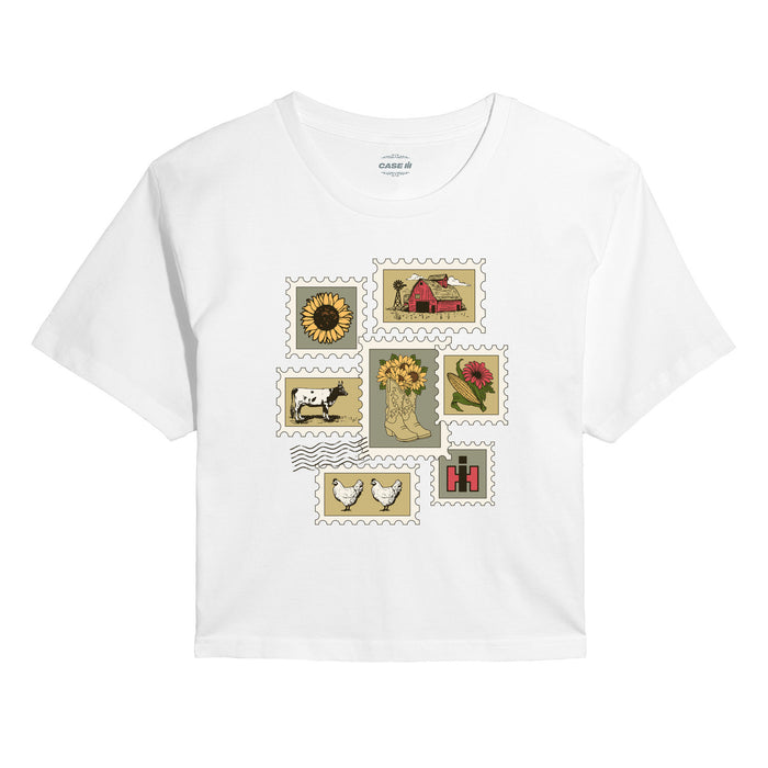 CNH Farm Stamps Juniors Cropped Short Sleeve Tee