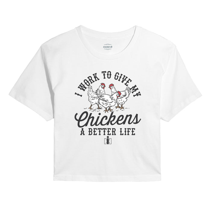 I Work For My Chickens Juniors Cropped Short Sleeve Tee