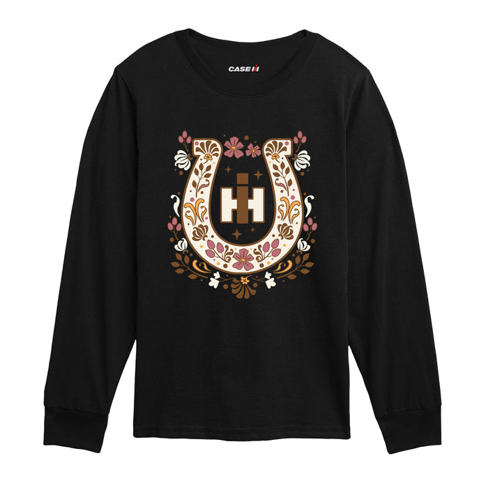 Case IH - Fall Floral Horseshoe - Toddler Long Sleeve Tee