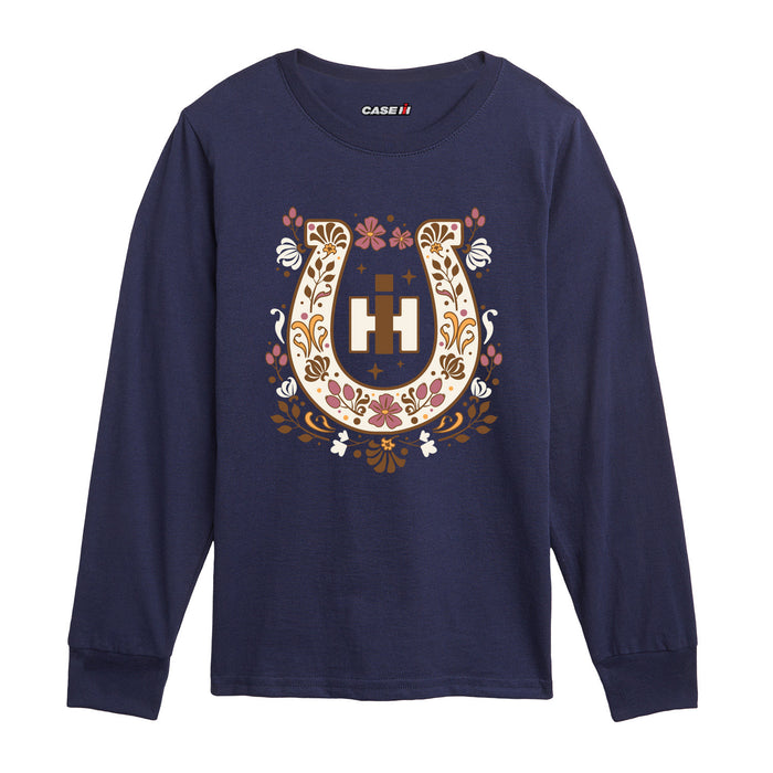Case IH - Fall Floral Horseshoe - Toddler Long Sleeve Tee