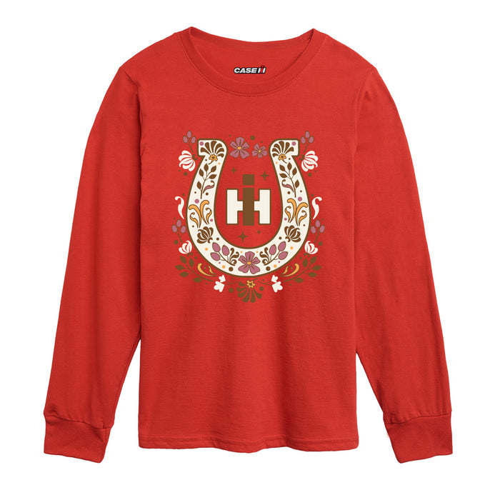 Case IH - Fall Floral Horseshoe - Toddler Long Sleeve Tee