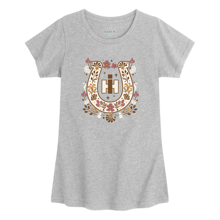 Case IH - Fall Floral Horseshoe - Toddler Girl Short Sleeve Tee