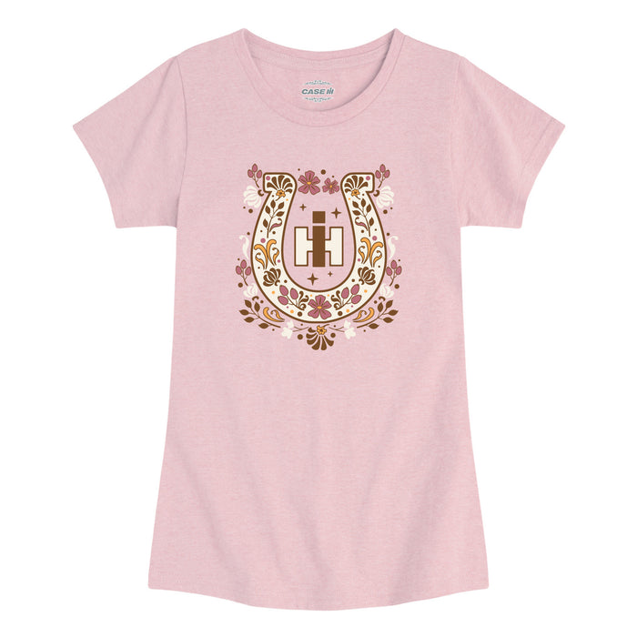 Case IH - Fall Floral Horseshoe - Toddler Girl Short Sleeve Tee