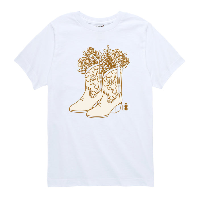 Case IH - Flower Cowboy Boots - Toddler Short Sleeve Tee