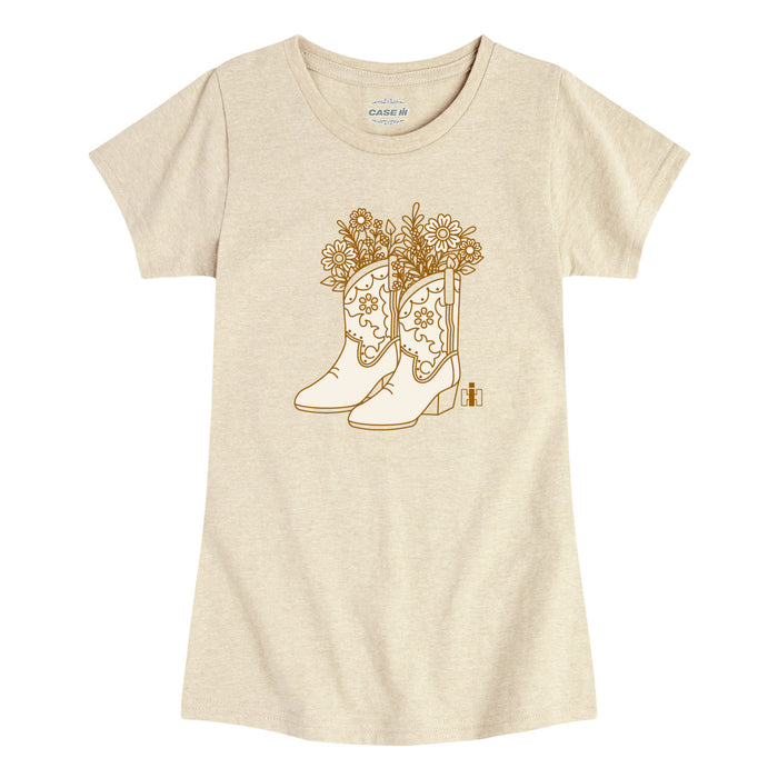 Case IH - Flower Cowboy Boots - Toddler Girl Short Sleeve Tee