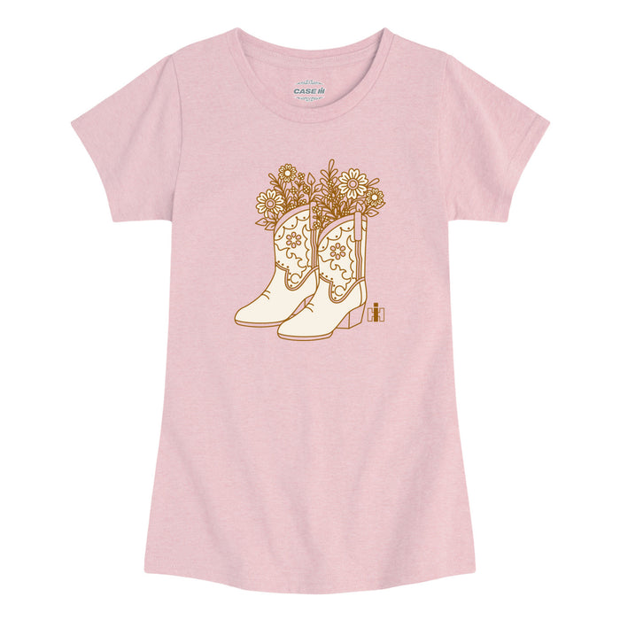 Case IH - Flower Cowboy Boots - Toddler Girl Short Sleeve Tee