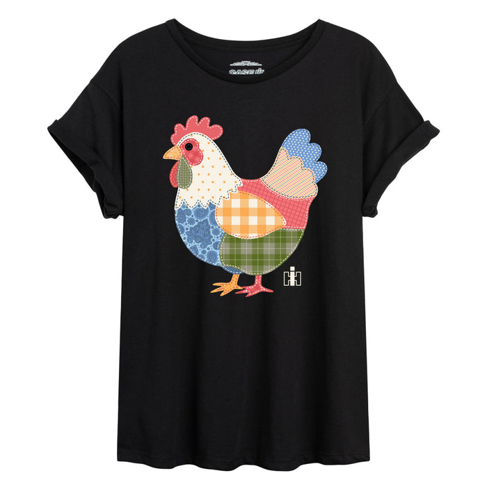 Case IH - Patchwork Chicken - Juniors Oversized Short Sleeve Tee