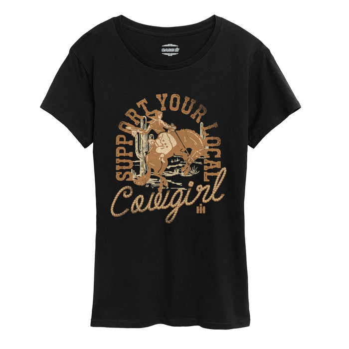 Case IH Support Your Local Cowgirl Vintage Fade - Women's Short Sleeve Classic Fit Tee