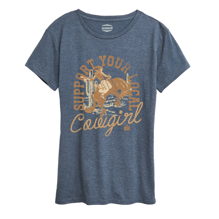 Case IH Support Your Local Cowgirl Vintage Fade - Women's Short Sleeve Classic Fit Tee