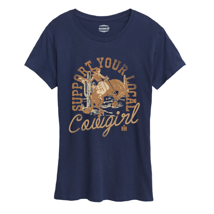 Case IH Support Your Local Cowgirl Vintage Fade - Women's Short Sleeve Classic Fit Tee