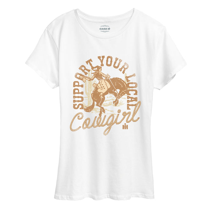 Case IH Support Your Local Cowgirl Vintage Fade - Women's Short Sleeve Classic Fit Tee