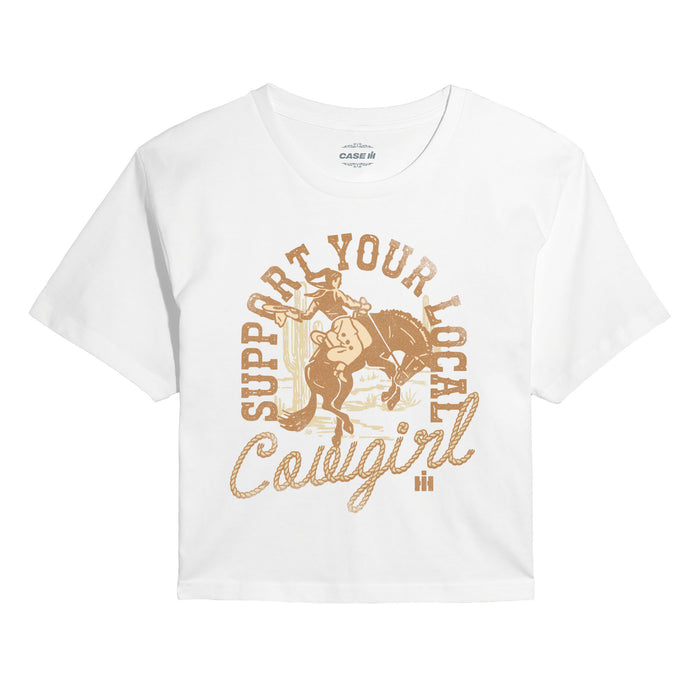 Case IH - Support Your Local Cowgirl Vintage Fade - Juniors Cropped Short Sleeve Tee