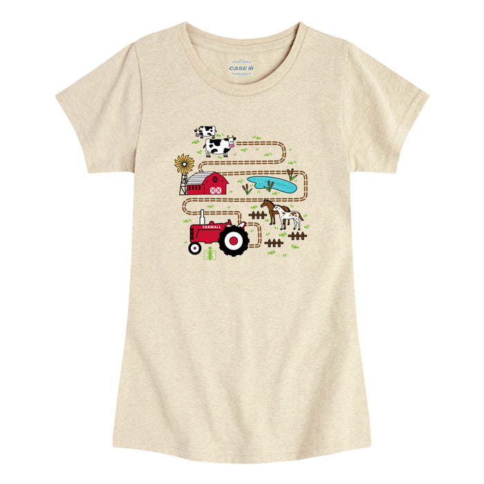 Case IH - Tractor Road Map - Toddler Girl Short Sleeve Tee