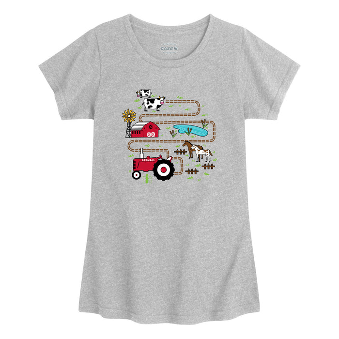 Case IH - Tractor Road Map - Toddler Girl Short Sleeve Tee
