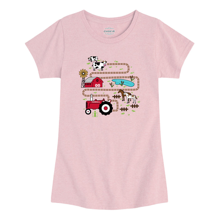 Case IH - Tractor Road Map - Toddler Girl Short Sleeve Tee