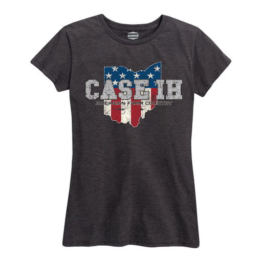 Case Ih Country Patriotic Oh Ladies Short Sleeve Classic Fit Tee