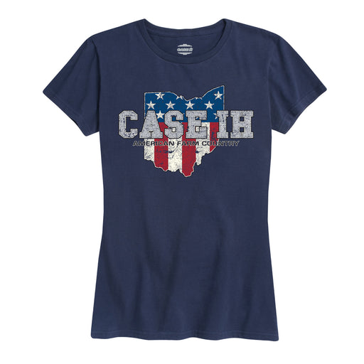 Case Ih Country Patriotic Oh Ladies Short Sleeve Classic Fit Tee