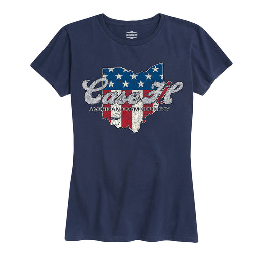 Case Ih Country Patriotic Oh Ladies Short Sleeve Classic Fit Tee