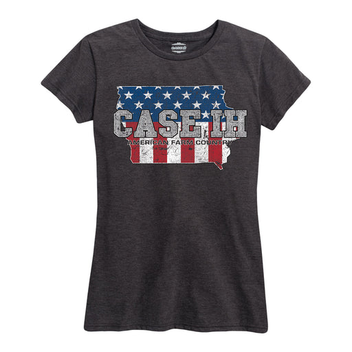 Case Ih Country Patriotic Ia Ladies Short Sleeve Classic Fit Tee