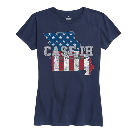 Case Ih Country Patriotic Mo Ladies Short Sleeve Classic Fit Tee