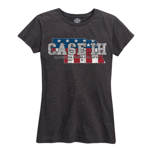 Case Ih Country Patriotic Ne Ladies Short Sleeve Classic Fit Tee