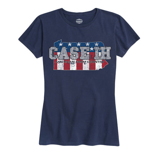 Case Ih Country Patriotic Pa Ladies Short Sleeve Classic Fit Tee