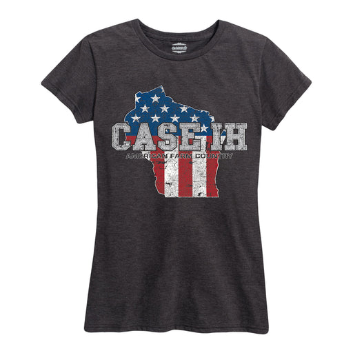 Case Ih Country Patriotic Wi Ladies Short Sleeve Classic Fit Tee