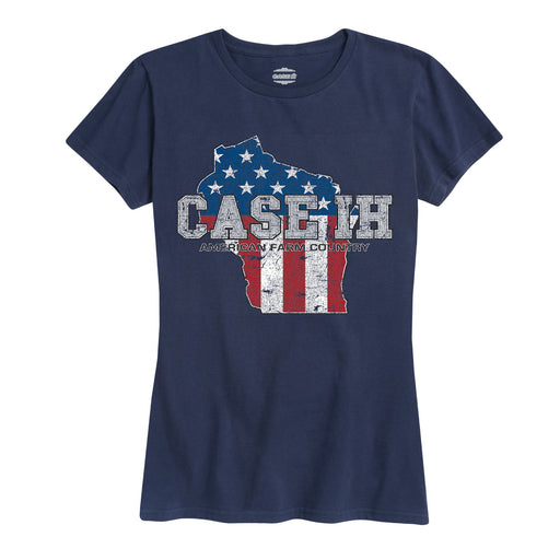 Case Ih Country Patriotic Wi Ladies Short Sleeve Classic Fit Tee