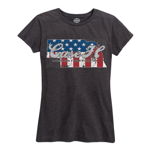 Case Ih Country Patriotic Ne Ladies Short Sleeve Classic Fit Tee