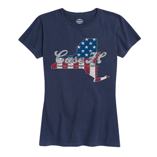 Case Ih Country Patriotic Ny Ladies Short Sleeve Classic Fit Tee