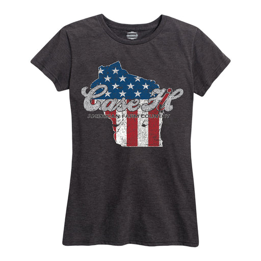 Case Ih Country Patriotic Wi Ladies Short Sleeve Classic Fit Tee