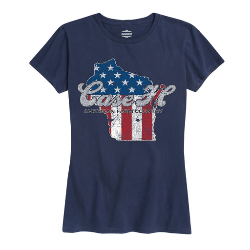 Case Ih Country Patriotic Wi Ladies Short Sleeve Classic Fit Tee