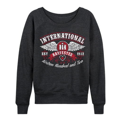 International Harvester Arch Wings, Distressed Ladies French Terry Pullover