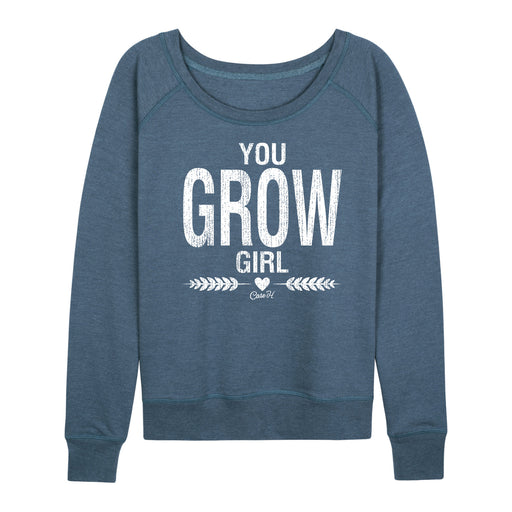 You Grow Girl, Distressed Ladies French Terry Pullover