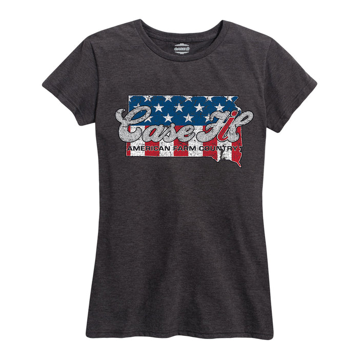 Case Ih Country Patriotic Sd Ladies Short Sleeve Classic Fit Tee