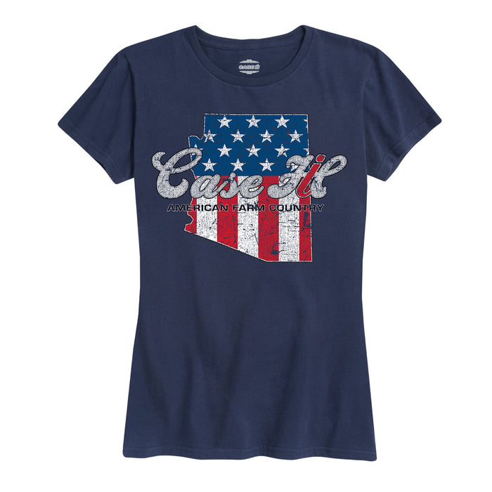 Case Ih Country Patriotic Az Ladies Short Sleeve Classic Fit Tee