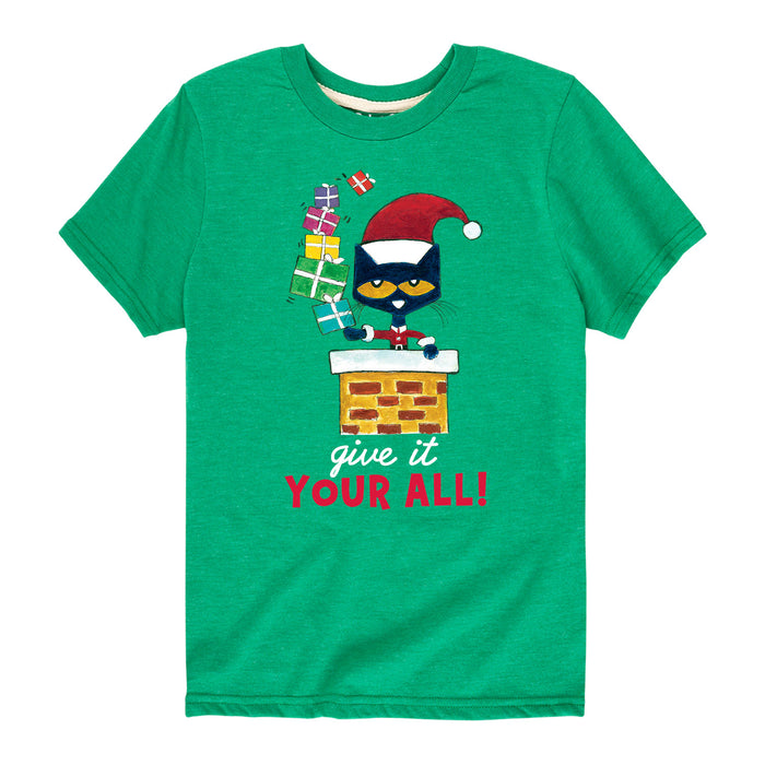 Pete The Cat At Chirstmas We Give It Our All! Short Sleeve Tee