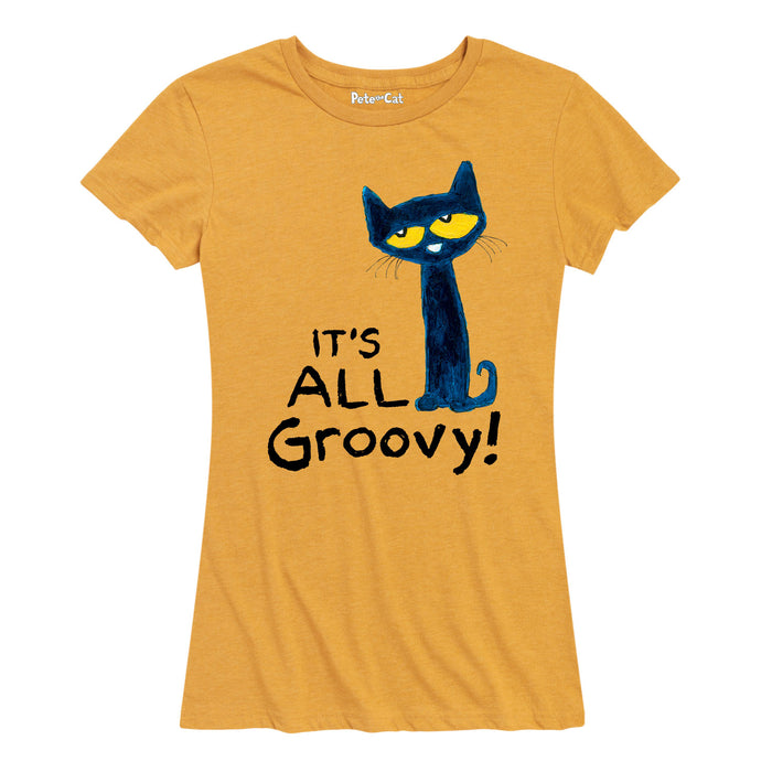 Pete The Cat It'S All Groovy Womenss Short Sleeve Classic Fit Tee