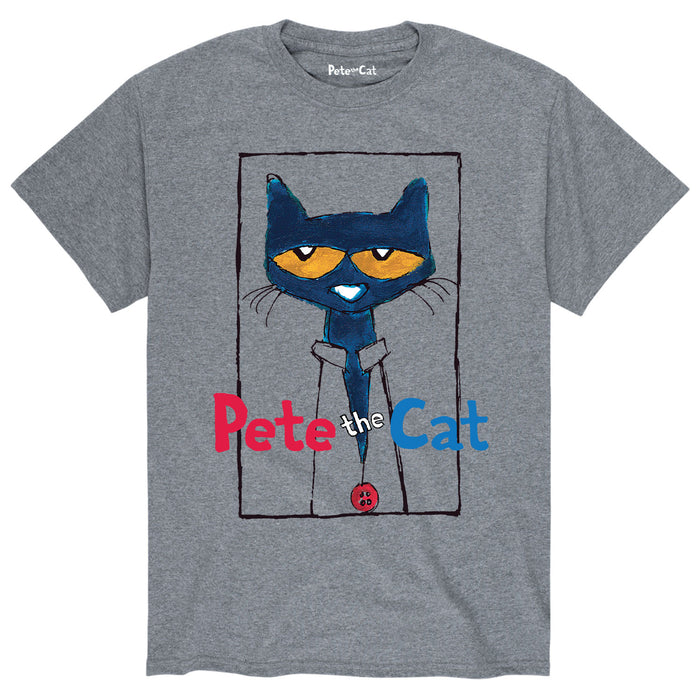 Pete the Cat Framed w Button Men's Short Sleeve T-Shirt
